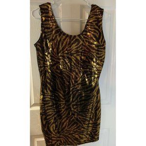 Planet gold couture Gold/ black Sequin Christmas new years dress